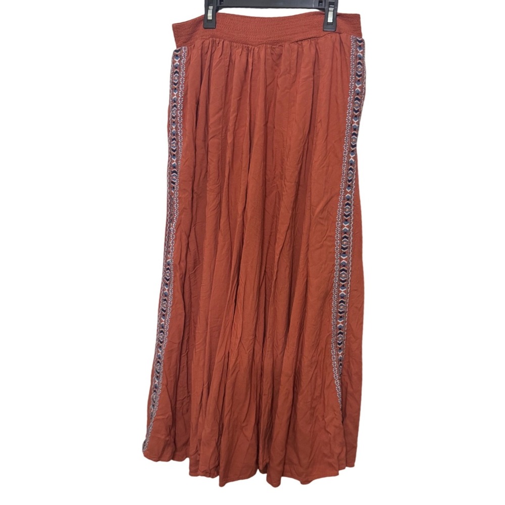 W for Woman Rust Visco Wide Leg Palazzo Pants Embroidered Size‎ 10 India